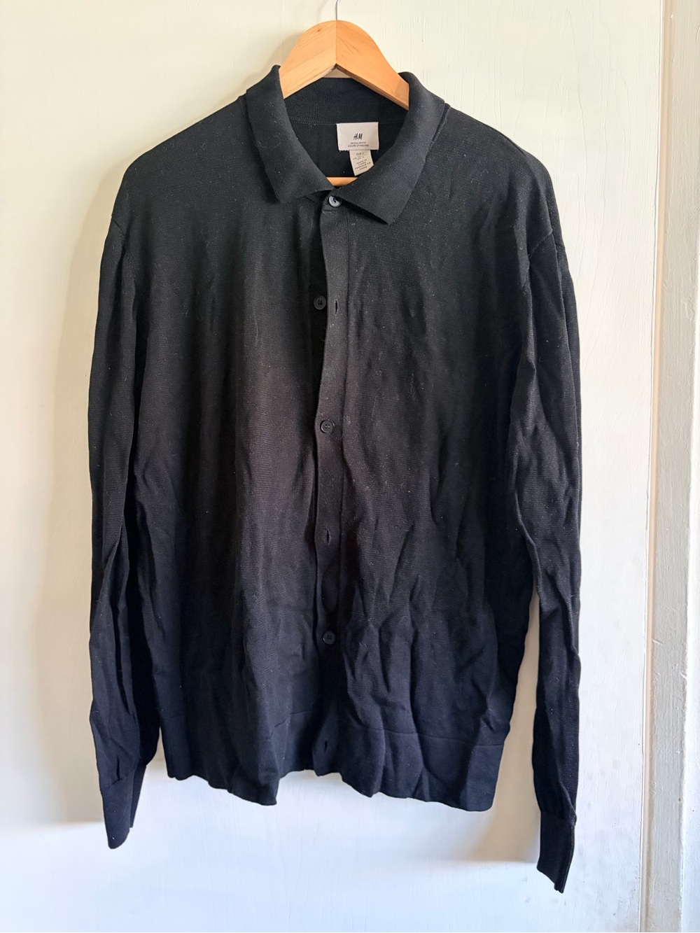 H&M Black Lightweight Button-Front Polo Cardigan